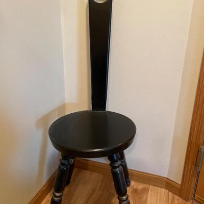 Small vintage spinning wheel stool