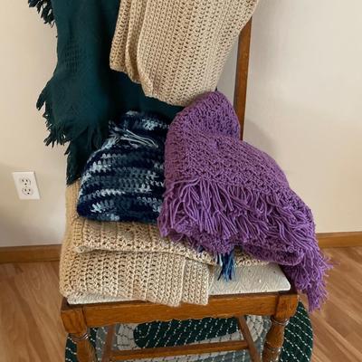 Chair with crochet blankets