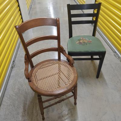 Two Vintage Wooden Side Chairs (BR-BBL)
