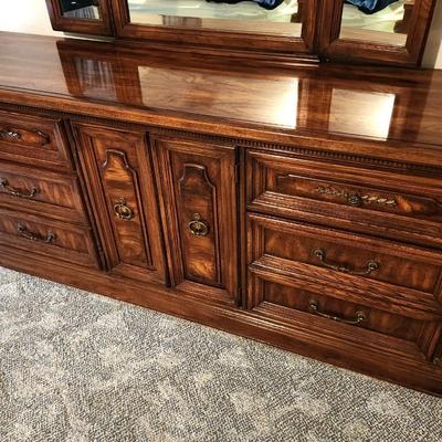 Lot #68  Triple Mirror Dresser - 9 drawers