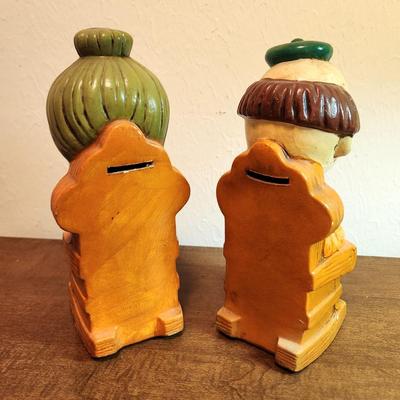 Lot #71  1970's Japan Grandma/Grandpa Ceramic Banks - scarce