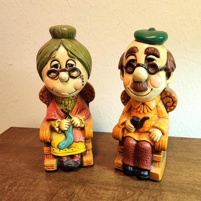 Lot #71  1970's Japan Grandma/Grandpa Ceramic Banks - scarce