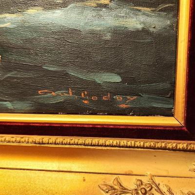 Lot #74  Original Painting - Ship at Sea - Handsome frame