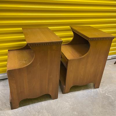 Two Matching Walnut Bedside Step Tables from Davis Cabinet Co (FL-SS)
