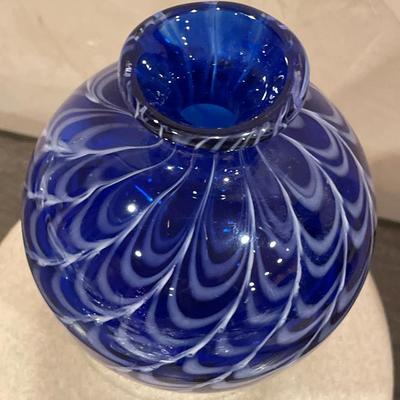 Cobalt & white swirl vase