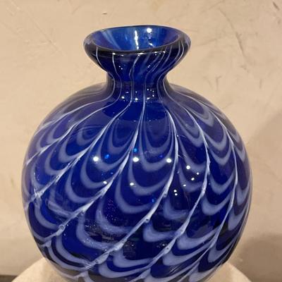 Cobalt & white swirl vase