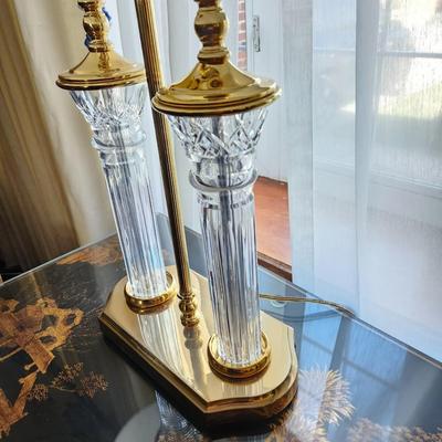 Waterford Crystal Lamp w Original Shade Desktop or Table 25" tall