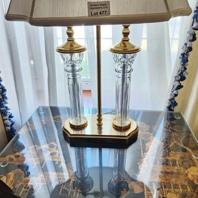 Waterford Crystal Lamp w Original Shade Desktop or Table 25" tall