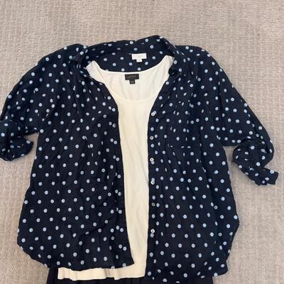 540 J.Jill Pant and Blue Polka Dot 3pc Shirt Outfit