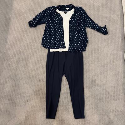 540 J.Jill Pant and Blue Polka Dot 3pc Shirt Outfit