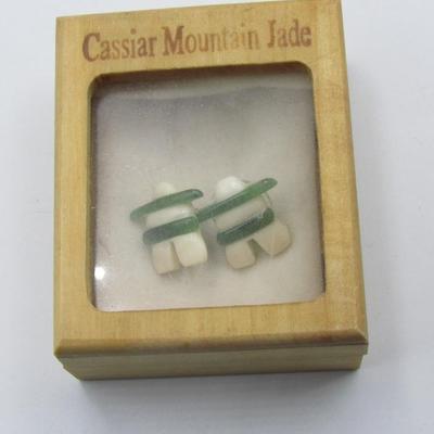 Cassiar Mountain Jade Earrings Rustic Primitive Tooth Design
