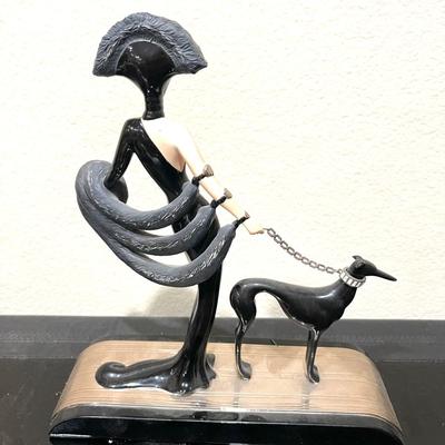 48. ART DECO  ERTE STYLE LTD ED # A8009 SEVEN ARTS FIGURINE "SYMPHONY IN BLACK" LADY & GREYHOUND
