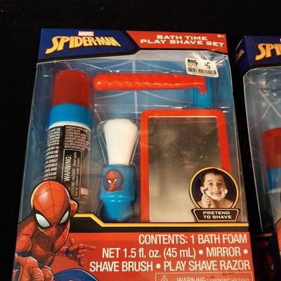2 NEW SPIDER-MAN BATH TIME PLAY SHAVE SETS