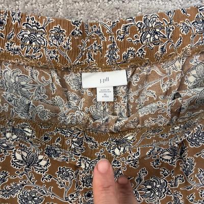541 J.Jill Two Piece Floral Matching Navy and Brown XL Set