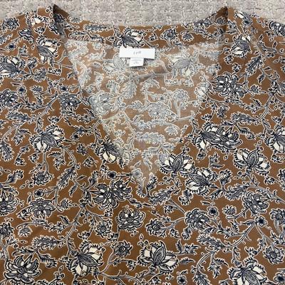 541 J.Jill Two Piece Floral Matching Navy and Brown XL Set