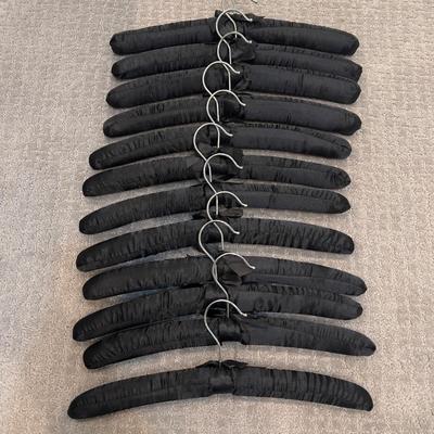 547 Lot of 12 Black Satin Padded Hangers
