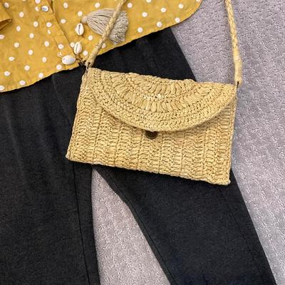 555 J. Jill Two Piece Outfit with Straw Handbag