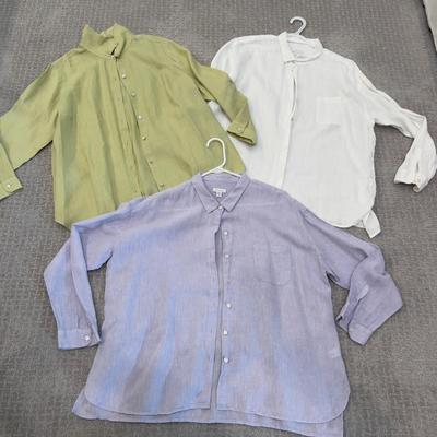563 Set of Three J.Jill Button Up Linen Tops