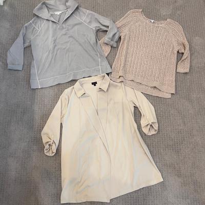566 J.Jill Three Piece Duster, Pullover, and Knit Top