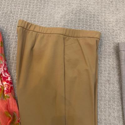 568 J.Jill Cotton Spandex Pants with Orange Floral Scarf