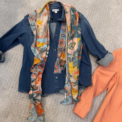 575 Coldwater Creek Denim Jacket with Button up Blouse