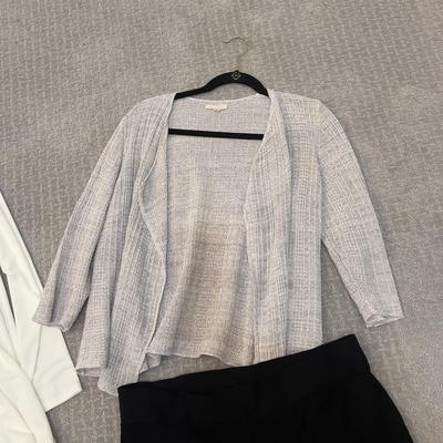 579 Lot of Eileen Fisher Grey Knit Cardigan and Pants
