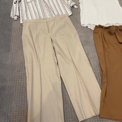 582 Lot of Vince Camuto Striped Top and Brown Alfani Brand Pants