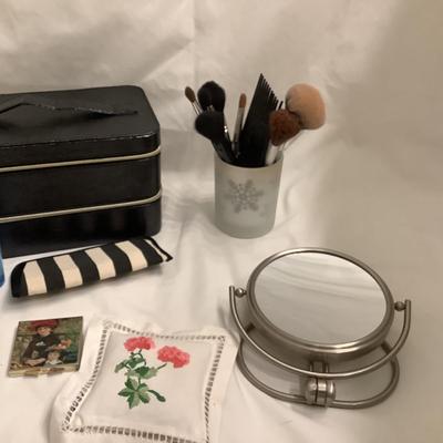 641 Lancome Makeup Case Brushes Mirror