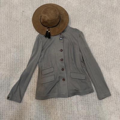 591 Sundance Button Up Cotton Blend Jacket with Suede Hat
