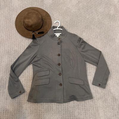 591 Sundance Button Up Cotton Blend Jacket with Suede Hat