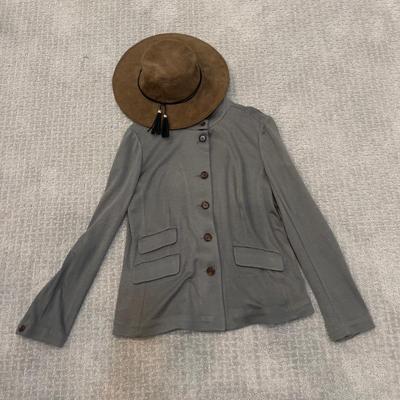 591 Sundance Button Up Cotton Blend Jacket with Suede Hat