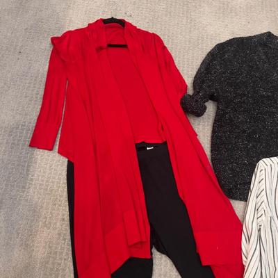 598 Ava + Viv Sparkle Sweater and Pants with Capelet Wrap