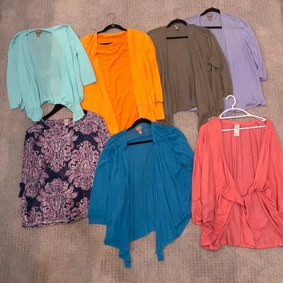 599 Large CHICO'S Bright Knit Cardigans Wraps Size 3