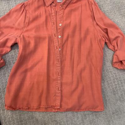601 Chico's Purple Rain Jacket, Black and White Tunic Top and Button Up Orange Size 3