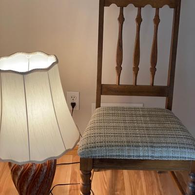 Vintage Brown porcelain lamp and chair