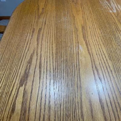 Oak dining room table and 2 chairs