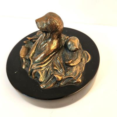 Lot #33 Bronze Sculpture on Stand - Mom and Baby Otter