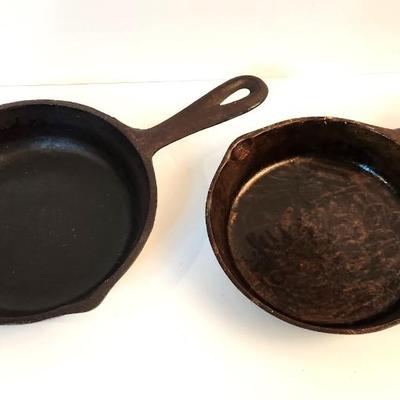 Lot #37  Lot of Two Vintage Cast Iron Skillets