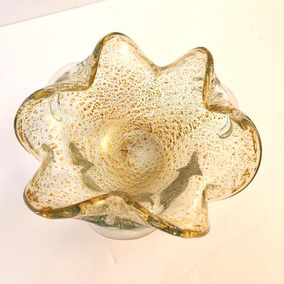 Lot #39D  Murano Gold/yellow Glass Ruffled Ashtray