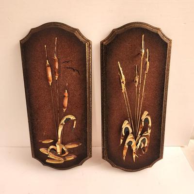 Lot #49  Pair of Mid Century Modern Brass/copper Wall Plaques