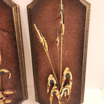 Lot #49  Pair of Mid Century Modern Brass/copper Wall Plaques