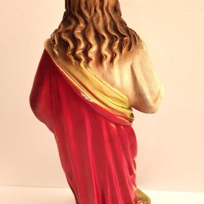 Lot #51D Large Chalkware Statue - Sacred Heart of Jesus