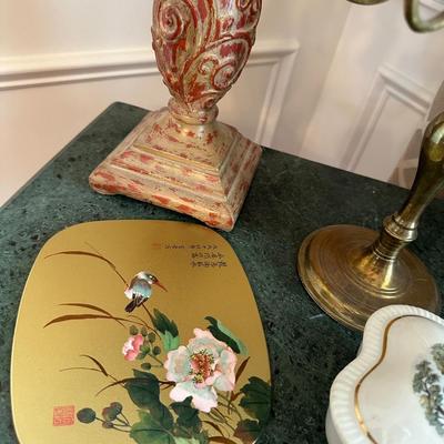 faux marble top lamp table and more lot
