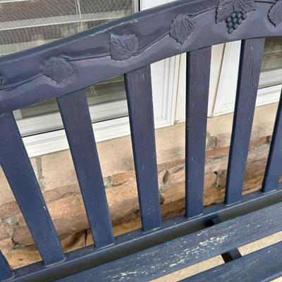 chippy blue porch bench 
