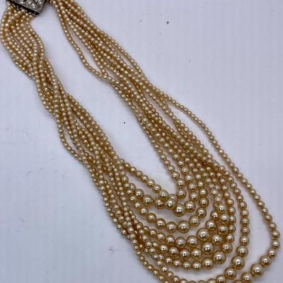 Vintage Multi-strand Pearl Necklace in box Adam, Meldrum & Anderson Co.
