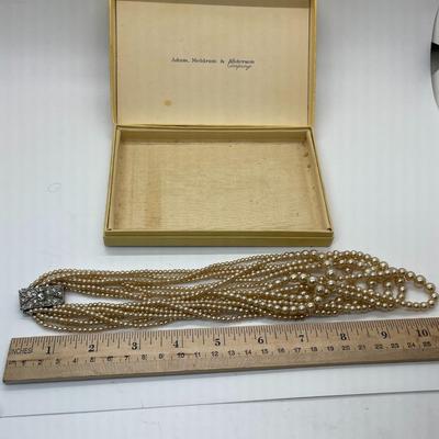 Vintage Multi-strand Pearl Necklace in box Adam, Meldrum & Anderson Co.