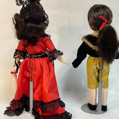 Efanbee Dolls on stands Senorita and Bullfighter