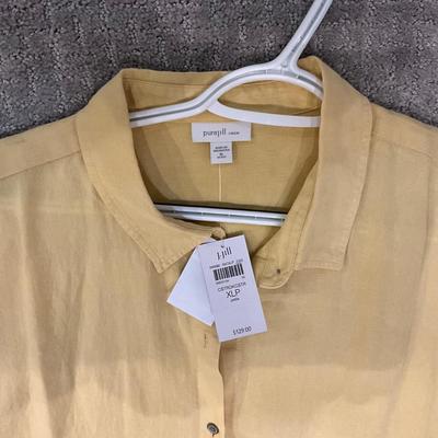 613 New with Tag J.Jill Yellow Linen Dress with Floral Dress and Panama Jack Straw Hat