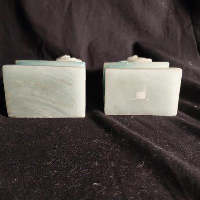 ASIAN THEMED DISH AND BOOKENDS