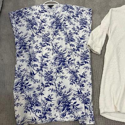 621 J. Peterman Blue and White Cotton  with Carol Hockman House Dress